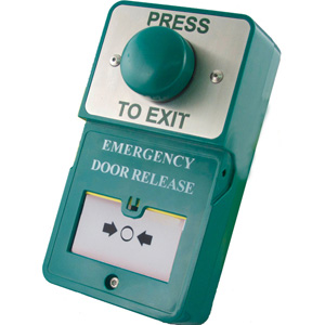 Emergency break switch with press to exit button